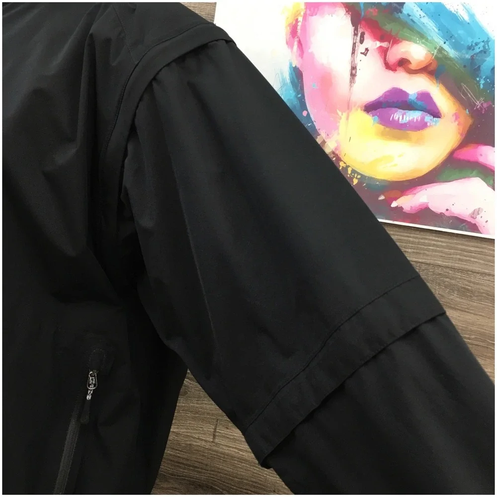 Zero Restriction Gore-Tex Mens XL Black Full Zip Off Sleeves Golf Jacket Rain